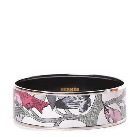 HERMES Enamel Printed Tree of Song Wide Bracelet 70 Faux 